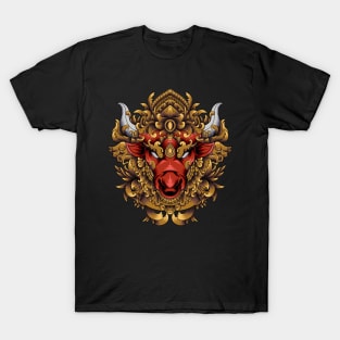 Vintage Strong Red Bull Head with gold ornaments T-Shirt